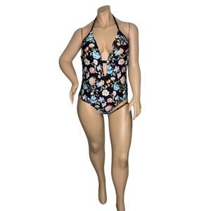 Kenneth Cole Reaction Swimsuit Floral Multicolored Print Padded Size 3X